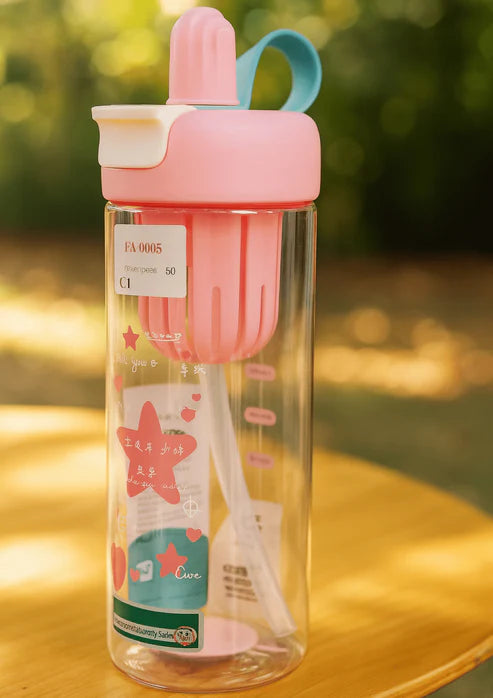 Cute Water Bottle with Straw