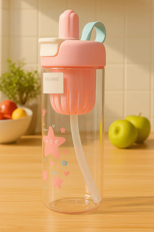 Cute Water Bottle with Straw